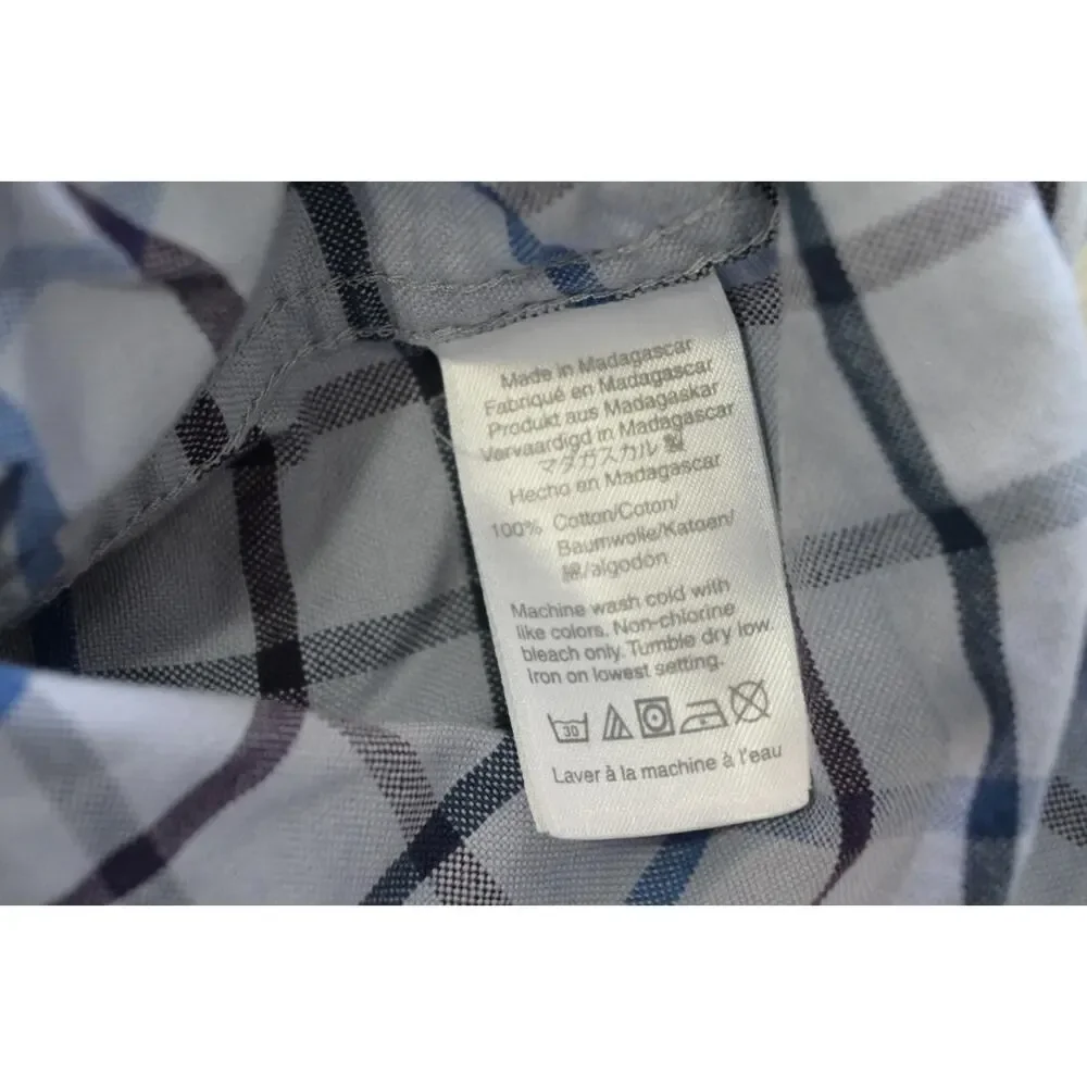 J Crew Flex Oxford Dress Shirt Plaid Long Sleeve Button Up Mens‎ Large